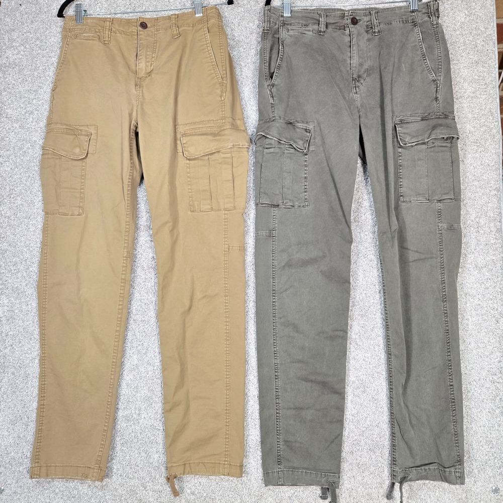 American Eagle Pants Mens 30x34 (fit 31x32) Olive lot of 2 Slim Live-In Cargo